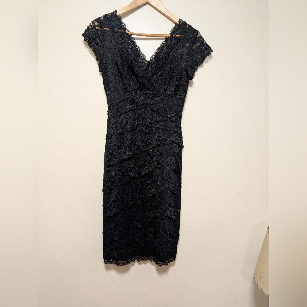 Marina Black Lace Beaded Sheath Dress Women’s Size 10